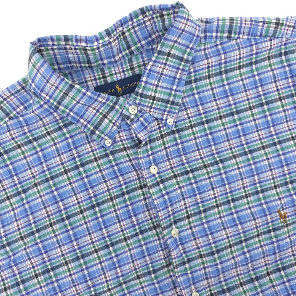 Ralph Lauren Shirt Mens 2XB Cotton‎ Multicolor Plaid Long Sleeve Flesh Pony